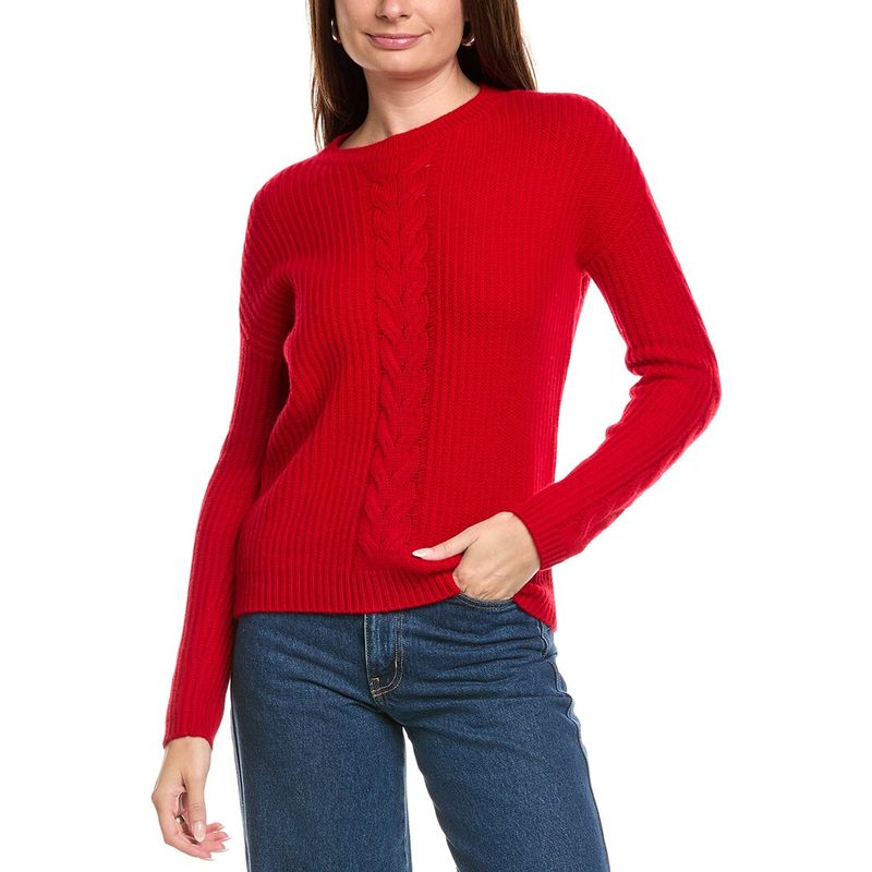 Kier+J Womens Kier + J Cable Wool & Cashmere-Blend Sweater, Red
